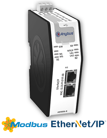 Anybus X-gateway Ethernet Modbus-TCP Master-EtherNet/IP 2-Port Slave, AB9006-B